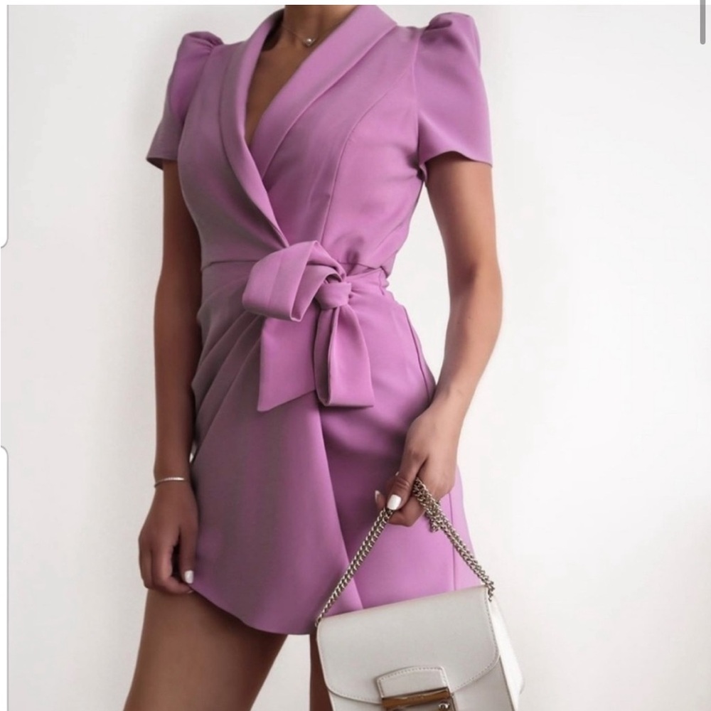 Zara Lilac Mini Wrap Skort Dress - Picture 1 of 10